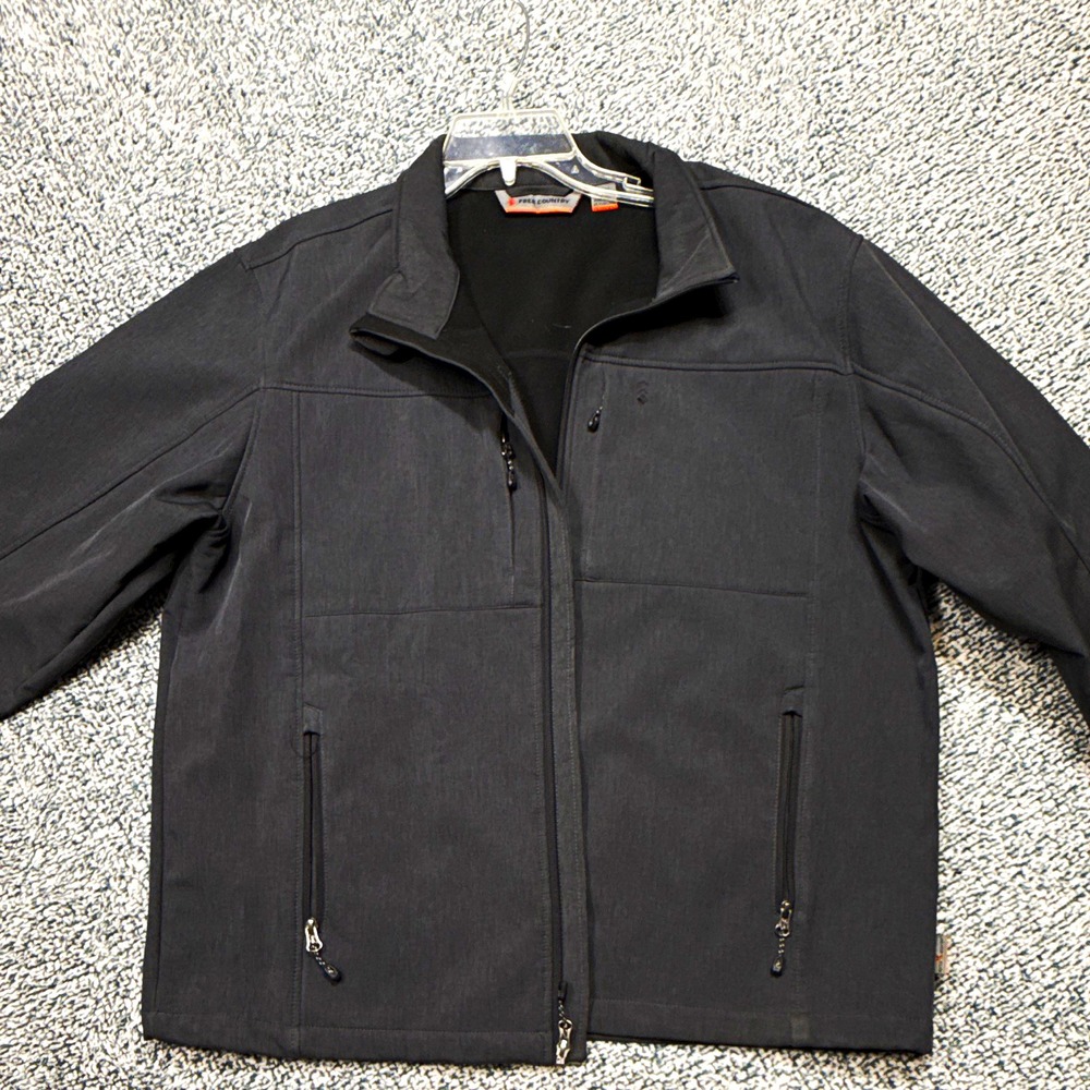 Free Country Gray Softshell Jacket Full Zip Stand-Up Collar Men's XL 46-48